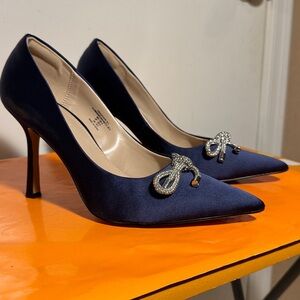 The Drop Blue Satin Heels